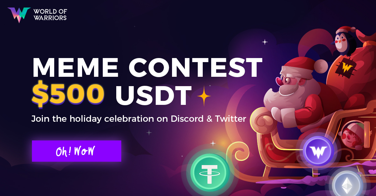 ☃️Happy Holidays from WoWarriors🏖️
𝙒𝙞𝙣 $500 𝙐𝙎𝘿𝙏
𝙋𝙤𝙨𝙩 𝙮𝙤𝙪𝙧 𝙢𝙤𝙨𝙩 𝙛𝙚𝙨𝙩𝙞𝙫𝙚 #𝙢𝙚𝙢𝙚

💟Like &amp; ReTweet
🌲Reply with your best Holiday meme
🧑🏽‍🤝‍🧑🏽Tag 3 Friends
#️⃣Add the #WoWarriorsHolidays Hashtag

🗿 20 Winners (Ends at 23:59 Dec 25th; GMT 8)

#Memecontest