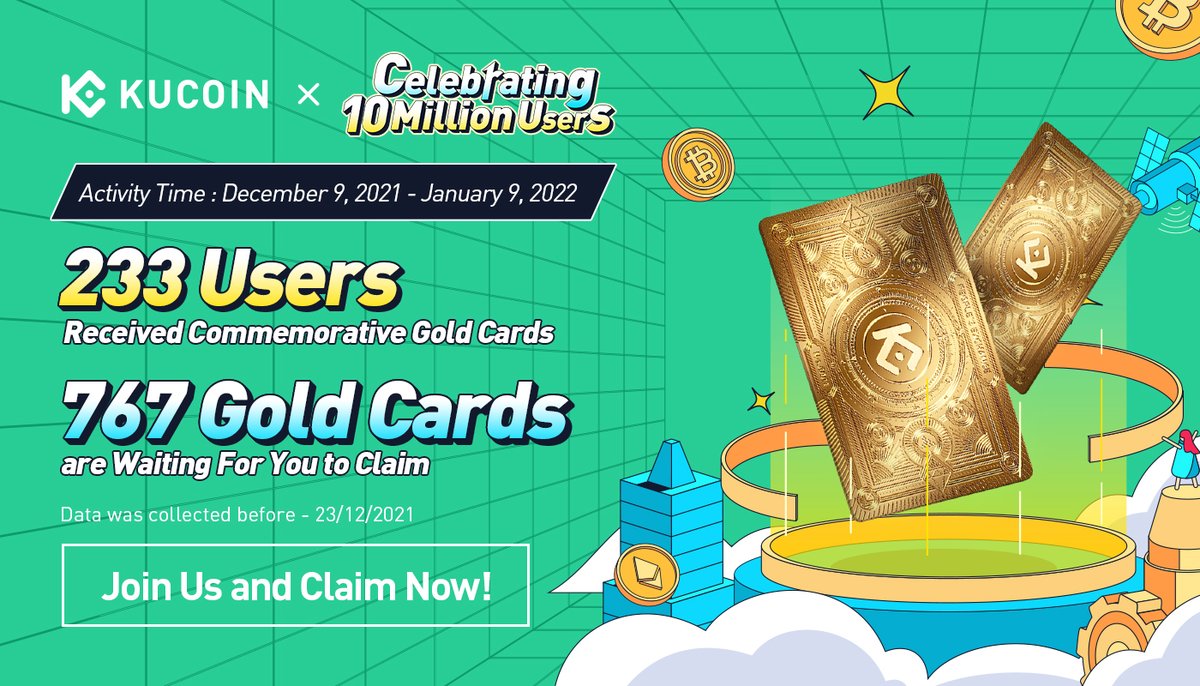#MerryXmas Join the time-limited event to earn DOUBLE stars in our New Referral Program. Check out the participation numbers:

⭐️Over 4.59 million participants 
⭐️Over 585,000 thank-you gift winners
⭐️767 Gold Cards remain to be claimed

Claim your bonus: kucoin.com/news/en-christ…