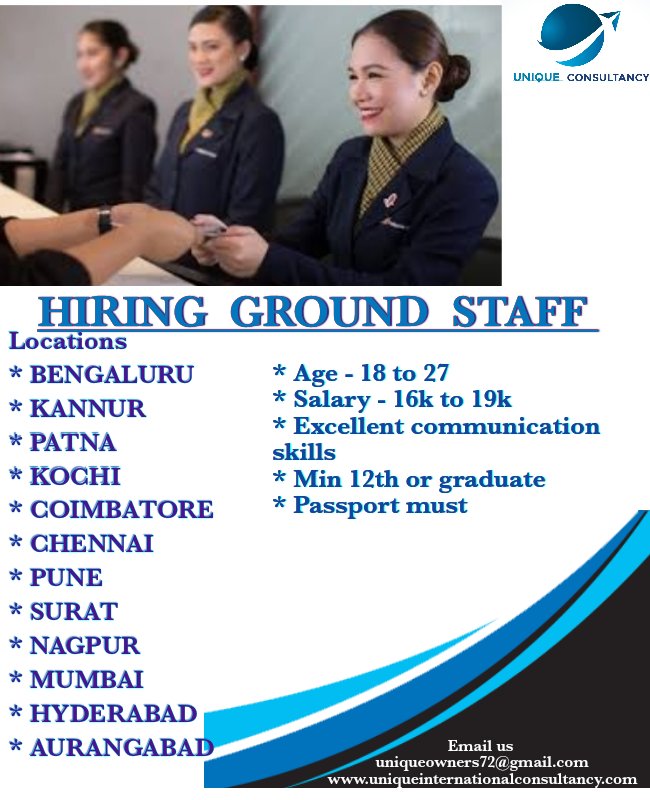 Unique Immigration Services on X: “#Hiring #airport #staff #for