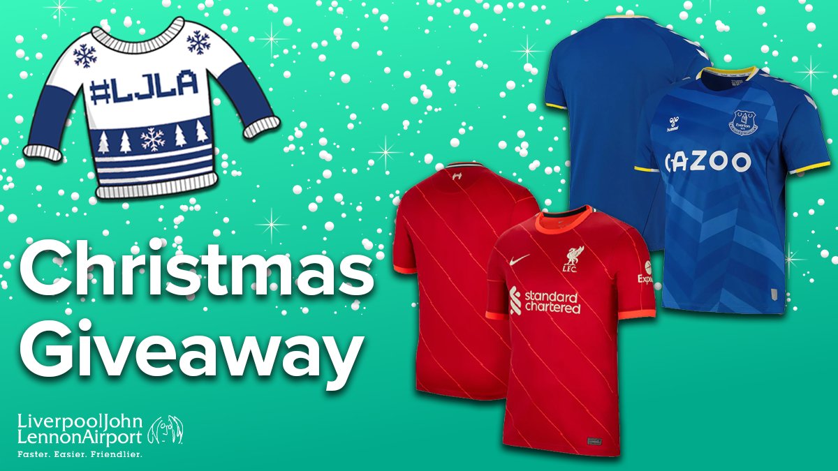 LPL_Airport's tweet photo. 3 days of Christmas giveaways! 🎁 

Day 2: Win an Everton or Liverpool shirt of your choosing! ⚽ 

TO ENTER:

📲  Like and retweet this post
👍 Follow @LPL_Airport 
✍️ Reply with your favourite destination to fly to from Liverpool

T&amp;Cs: https://t.co/YCz7Cg2XYF https://t.co/Q0Y7W4ugvy