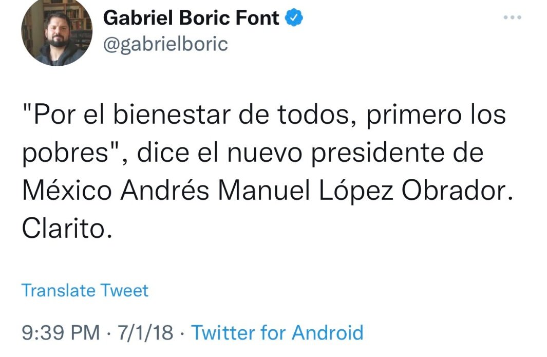 Es un honor estar con Obrador, hasta Boric lo sabe. Felicidades Chile 🇨🇱

#AMLO
#GabrielBoric 
#4Transformación