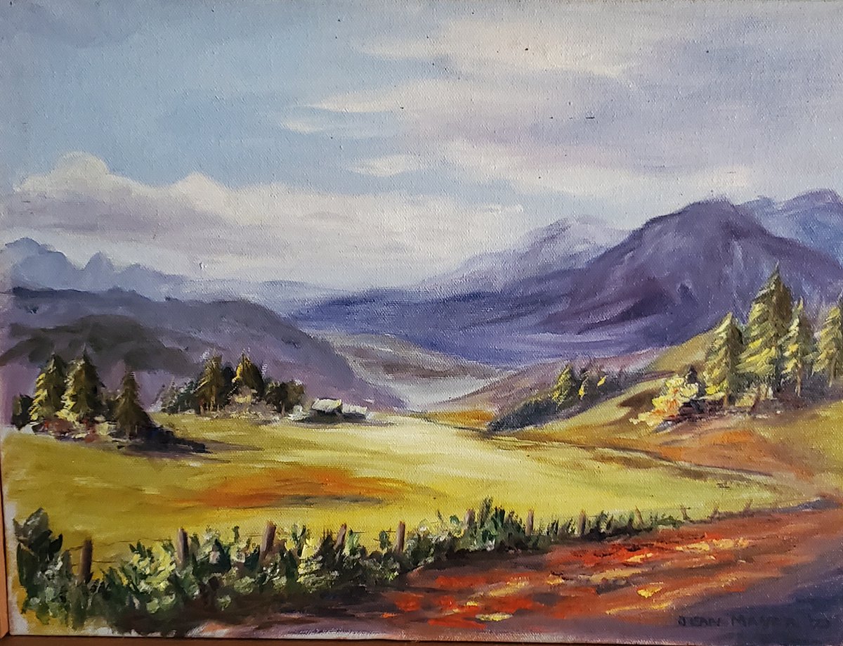 GranmaJeanMayer's tweet image. In 1972, I created this painting from a photo I took of a Colorado scene when I was passing through that State. I find it creative to go from one hobby to another.