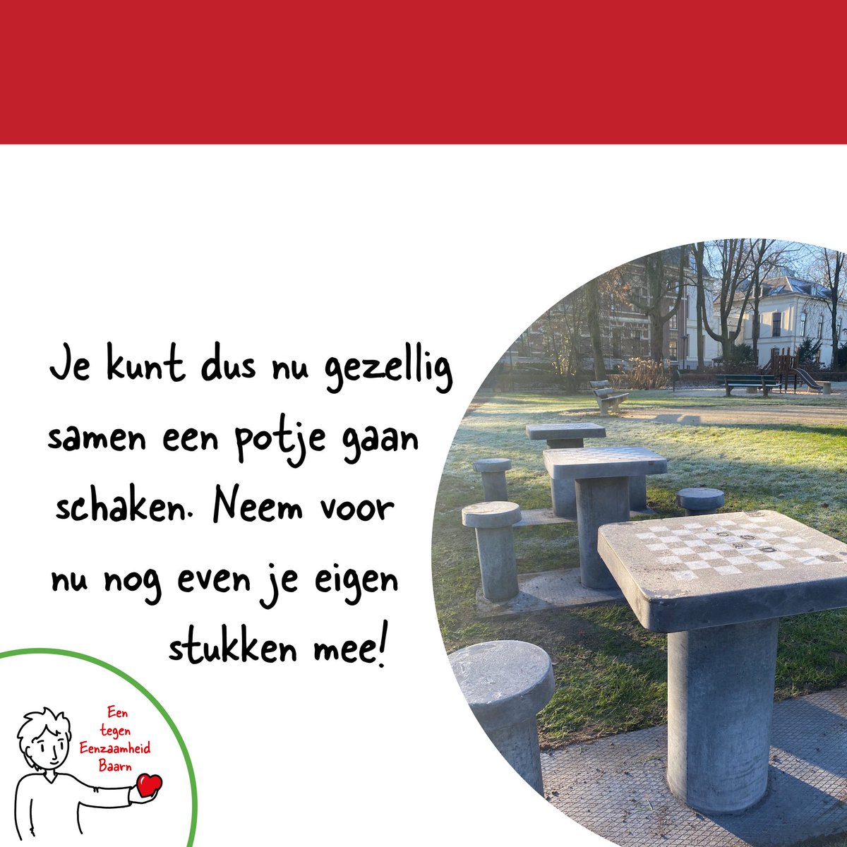 AndrevanRoshum's tweet photo. Kom jij ook lekker een potje schaken? #Baarn #eentegeneenzaamheid
https://t.co/d5fJ9RMbLm https://t.co/qF75489RbD