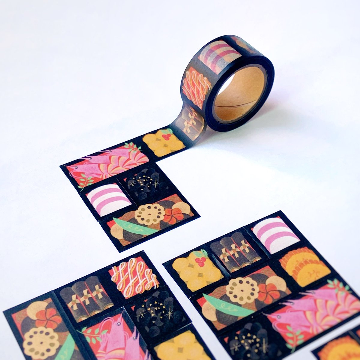 「おせちのマスキングテープ

自分の好きな料理を組み合わせて貼って、オリジナルのお」|ア・ラ・カル堂　紙博＆布博 in京都 4/22.23のイラスト