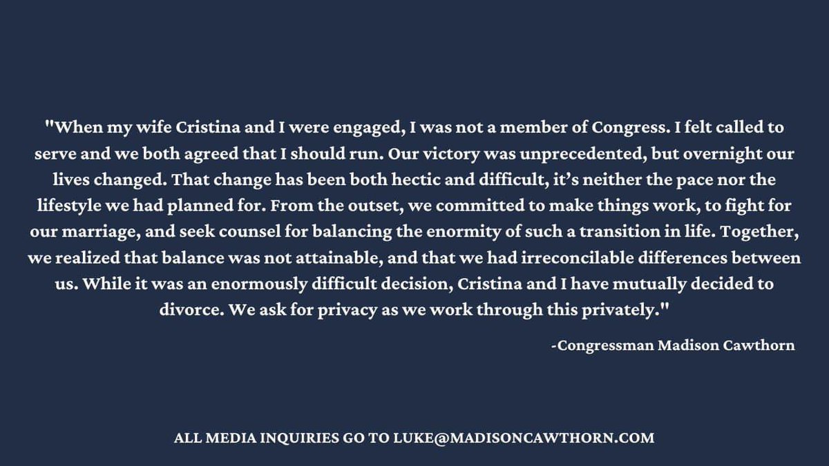 FenderGreg's tweet photo. @RepCawthorn this didn’t take long.  Guess a broke-dick fuckwit was not her style.  Damn son, you’re pathetic. https://t.co/JWVFFX41C1