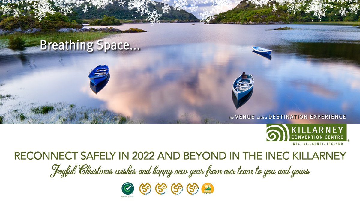 KCCKillarney's tweet photo. Our new future needs a lot of #BreathingSpace. Unwrap the gift of #SpacetoMeet &amp; reconnect in @KCCKillarney  for your next #StaySafe #BusinessEvent in 2022. We look forward to Meeting you! 

#ISOStandards #CovidReady #MeetInKerry #ReconnectInIreland @Failte_Ireland @MeetInIreland https://t.co/4fT1JY9bbh