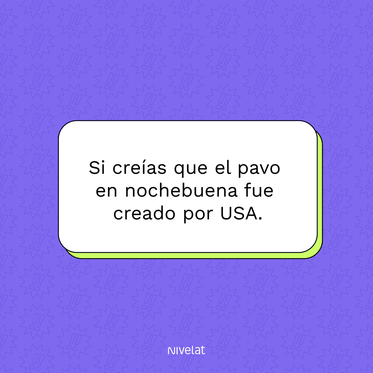 SomosNivelat's tweet photo. Dato freak Navideño 🎄 

En Nivelat nos apasionan los datos curiosos, ¡en esta ocasión tenemos una versión navideña para desearles una linda navidad! 🎄🎅

Todo el equipo Nivelat les desea lindas energías, compañía y amor.  ⭐❤

PD: ¡Esperamos que tu guajalote esté delicioso! https://t.co/Jx6n7AURJI