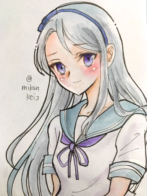 狭霧です♪ 1929年12月23日進水! #艦これ版深夜の真剣お絵描き60分一本勝負 #艦これ版真剣お絵描き60分一本勝負_20211223 #狭霧 #艦これ #進水日 