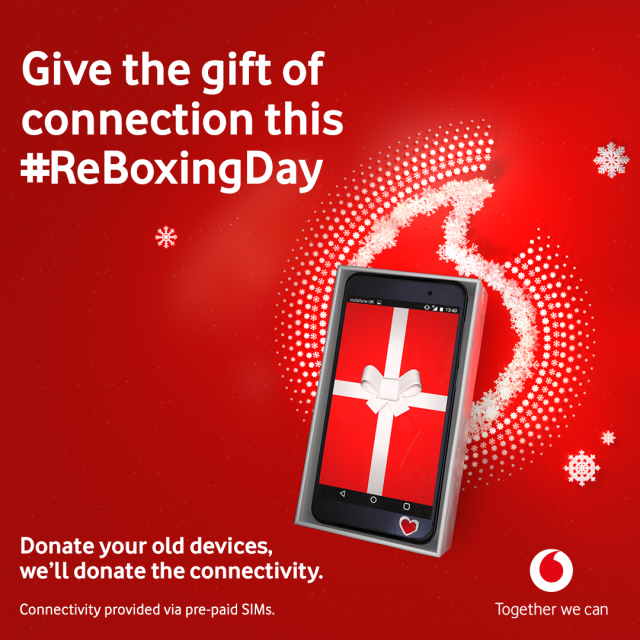 dmarins1's tweet photo. Vodafone have launched their #ReBoxingDay campaign 📱 Whether you’re a customer or not, you can donate your old device and Vodafone will add the data, calls &amp; texts and gift them to people in need this Christmas. Find out how you can get involved ⬇️ https://t.co/14tDdHYdIG https://t.co/EN6tgdNgg9