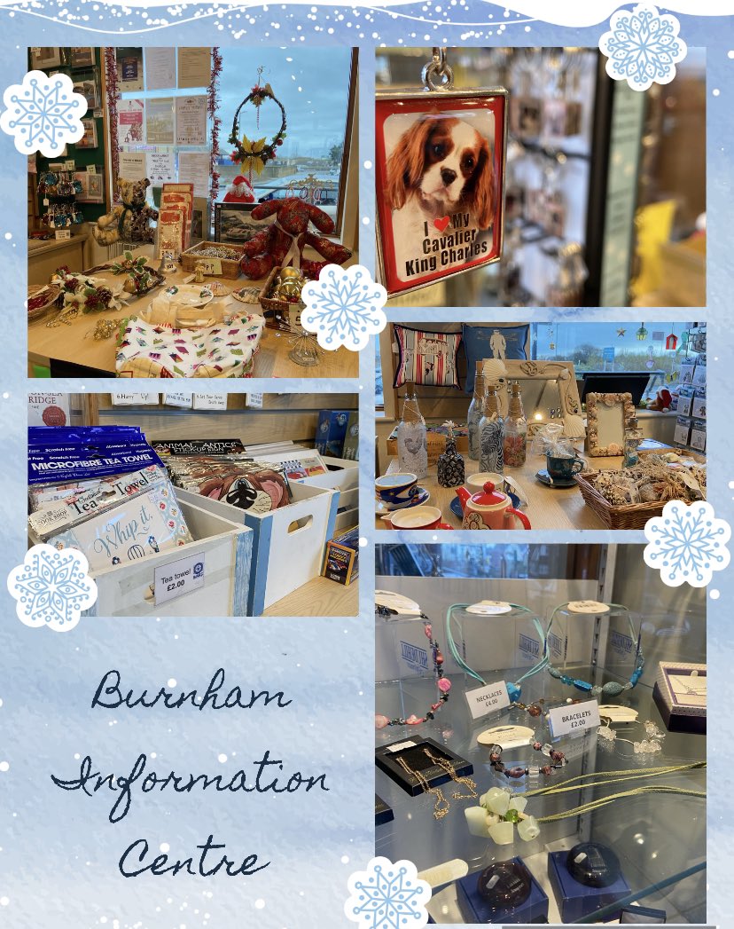 BurnhamInfo's tweet photo. Last minute Christmas shopping?!
Why not pop into our Esplanade Shop for some last minute Christmas gifts, including:
🔑 Dog Key-rings
🎄 Christmas Decorations
🍽 Tea Towels
💍 Jewellery
🍫 Clotted Cream Fudge
☕️ Mugs
… and much more!
Open 10-4 today and Christmas Eve! 🎄 https://t.co/XdJEZJnpwS