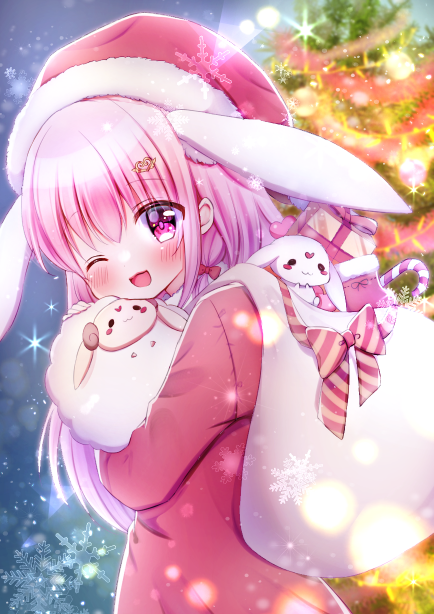 「「プレゼントいっぱい持ってきたよ💞
何が欲しい?」

#クリスマスイラスト #」|花咲ちゆ🐇🎨お仕事募集中(Vtuberさきちゅ)のイラスト