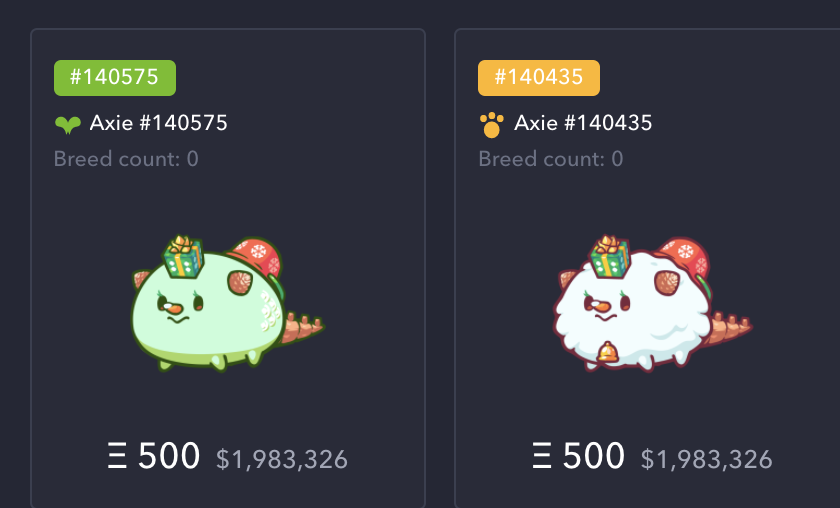 Axie Infinity On Twitter We Ve Deployed A Marketplace Upgrade We Ve Added A Holiday Parts Filter Find The Perfect Holiday Gift For Your Friends And Loved Ones There S Now A