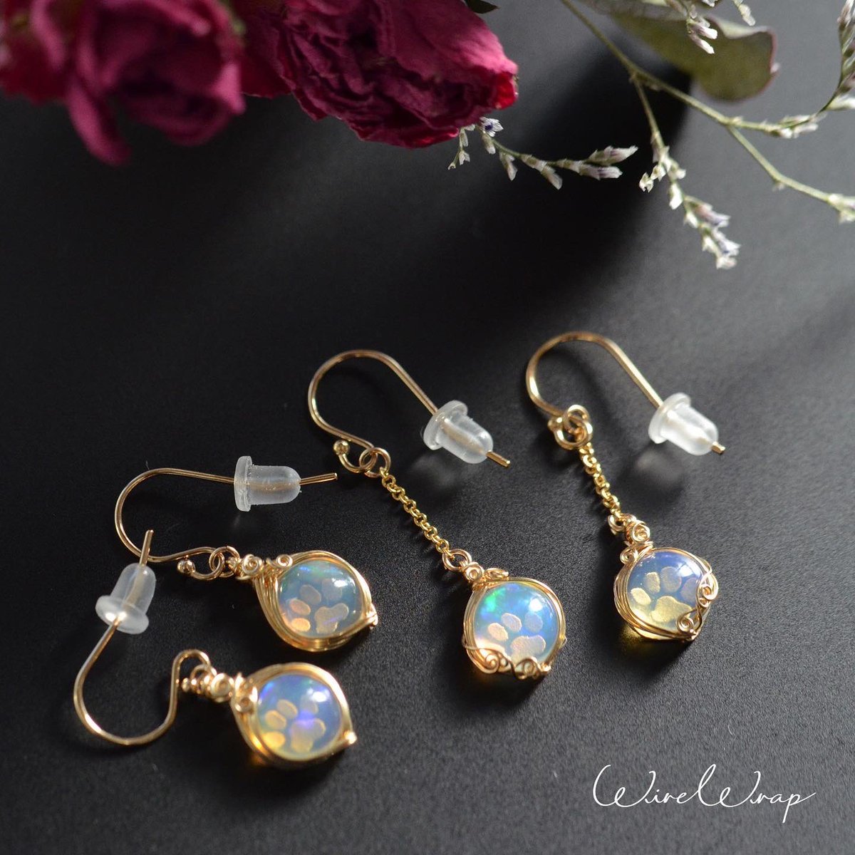 超大特価 ハニカムオパールイヤリング ワイヤーラップ 生産完了品 ハンドメイド Rspg Spectrum Eu