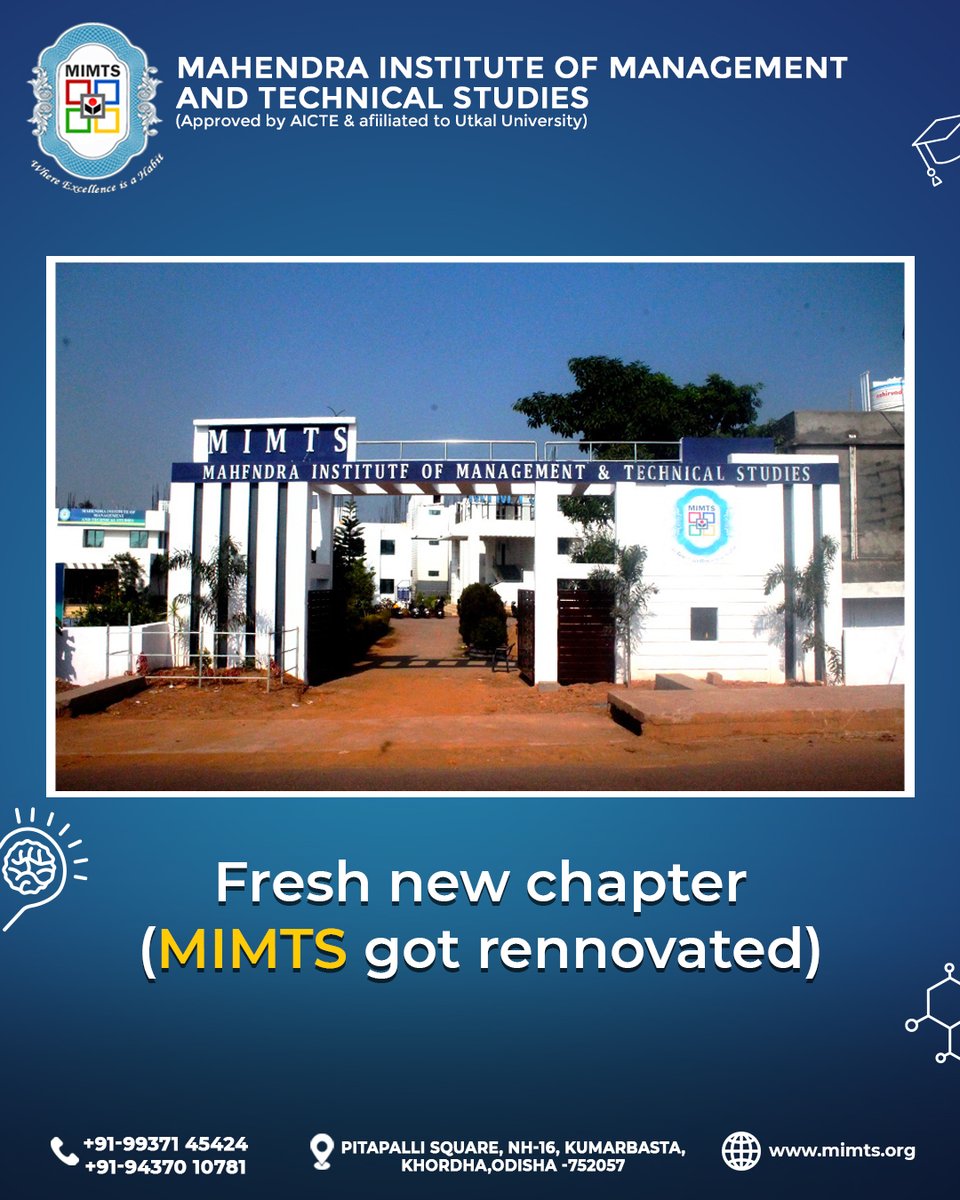 MimtsBSchool's tweet photo. Read, Lead, Succeed! 
@MimtsBSchool got renovated. 
To know more click the link: https://t.co/1f66qL2mt4
Contact Details: 📲 9937145424 |📲 9437010781
.
.
#college #education #student #school #students #admissionopen2021_2022 #AdmissionOpen #bhubaneswarcollege #bestcollegeinbbsr https://t.co/GpQdGmDd5m