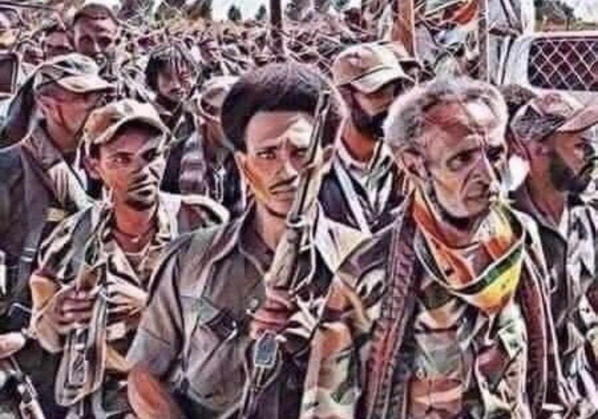SelassieI24's tweet photo. #Fano’s are a collection of #Amhara civilians from d/f age of groups who are gathered in desperate times,leaving behind their personal & comfortable life's to defend their country & people from intruders & go back to their normalcy.#RespectForFano #armfano #IStandWithFano #Amhara https://t.co/r0dlNBJdU1