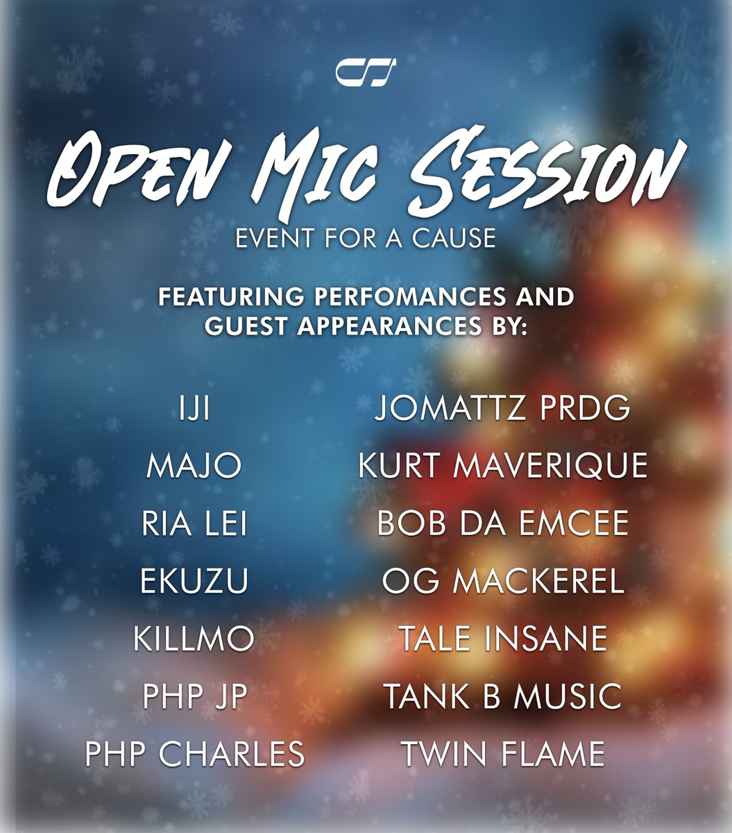 ConStruckMusic's tweet photo. π€ #ConStruckMusic : Open Mic Event for a Cause
Catch our performances by these special performers and guest performers via Facebook Live for the benefit of Typhoon Odette Victims later tonight!
#CSMJamNight https://t.co/bClDlNaVDZ