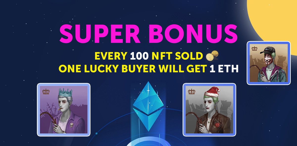 #NIGHTWORLD Super Bonus: 
Every 100 NFT sold, one lucky buyer will get 1 ETH🏆

Last chance to get WHITELIST👇
docs.google.com/forms/d/1o6gyR…

⏳Time:12/24 13:13 UTC
💸Price: 0.07 ETH
🎯Official website: nightworld.io

#NFT #NFTCommmunity #NFTs #NFTdrop #NFTGiveaway