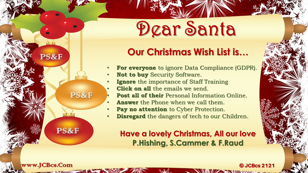 May you all stay safe this Holiday Season!!!
#dataprotection  #scams #phish #CyberSecurity