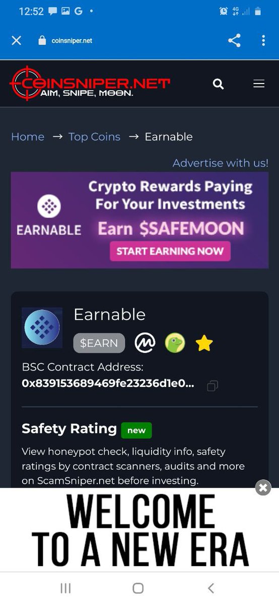 StratDEFI's tweet photo. Top Coins banner ads prominently featured on @coinsniper_net today! ๐ช๐ผ๐ฅ
#wenmarketing #earnable $EARN #earn #bankofcrypto #BSCGems #bsc #Binance https://t.co/Jp33zGRBg3