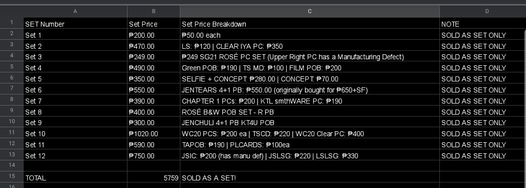 wts lfb ph onhand - help rt
blackpink downsizing photocards sale
→ ₱5,759.00 only! (35 pcs + 1 film ticket pob)

— 1-week to pay (DP: ₱1,200 within 48 hours)
— no cancellation
— mop: gcash | mod: sco/direct gg×/sdd
— all official
— read carrd

(w/ jentears,wc pcs etc)
dm/reply