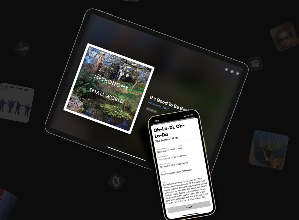 hiddevdploeg's tweet photo. Today I’m launching my new app called NowPlaying 🎉 

This app shows you what’s currently playing on your speakers in a beautiful way and can tell you more about the song or let’s you save it.

Available on iPadOS and iOS.

#music #shazamkit #apps #swift

https://t.co/lKY4AjxP46 https://t.co/2rn9PAJ40h