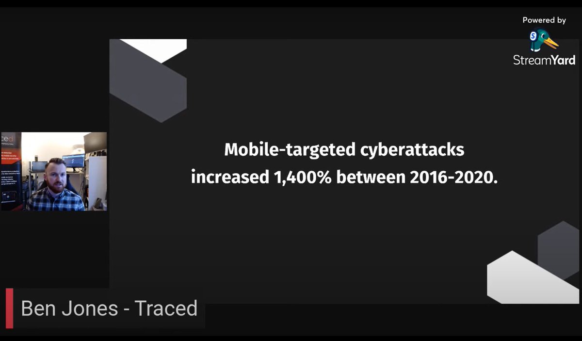 NCSC UK (@ncsc) on Twitter photo "Mobile-targeted cyberattacks increased by 1,400% between 2016 - 2020."
Ben Jones of <a href="/TracedApp/">Traced Mobile Security</a> gave this alarming statistic about cyber attacks "Mobile-targeted cyberattacks increased by 1,400% between 2016 - 2020."
Ben Jones of <a href="/TracedApp/">Traced Mobile Security</a> gave this alarming statistic about cyber attacks