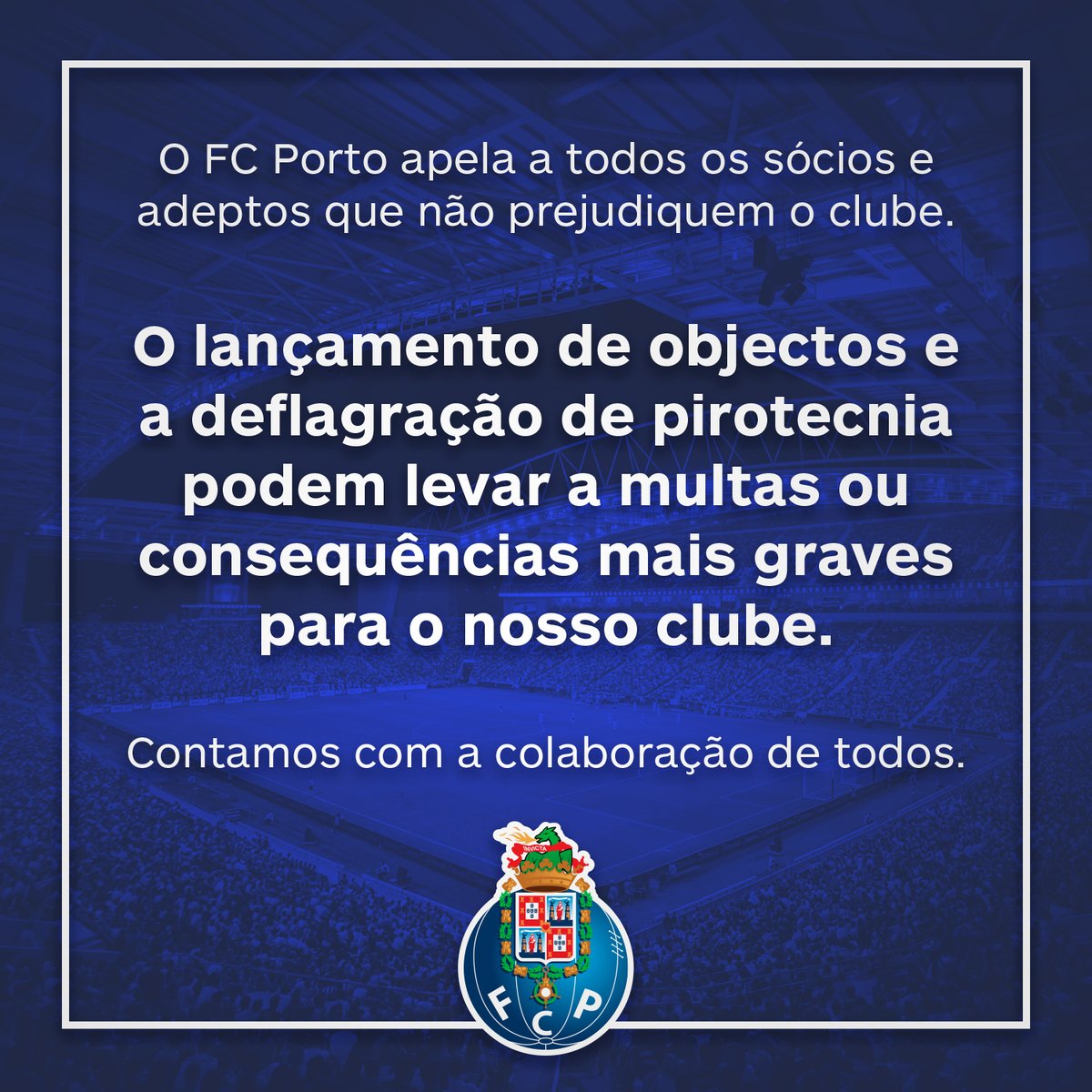 FCPorto's tweet photo. Contamos com a colaboração de todos 🔵⚪

#FCPorto #FCPSLB #TaçadePortugal https://t.co/rWxdMSWFa0