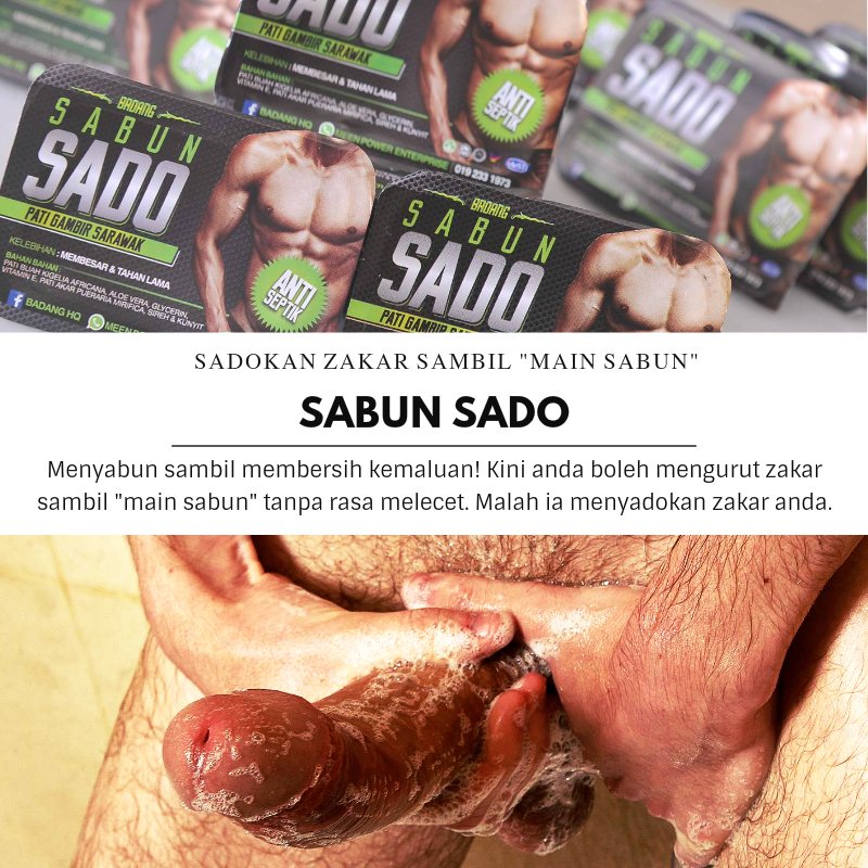 kote_sado's tweet photo. Sebilangan besar lelaki gemar menggunakan sabun ketika melancap di dalam bilik air atau #mainsabun. Penggunaan sabun biasa semasa main sabun menyebabkan kulit kemaluan melecet selepas itu. Sabun Sado boleh digunakan semasa "main sabun" dan tidak menyebabkan kulit zakar melecet. https://t.co/yXkkN3EhMB