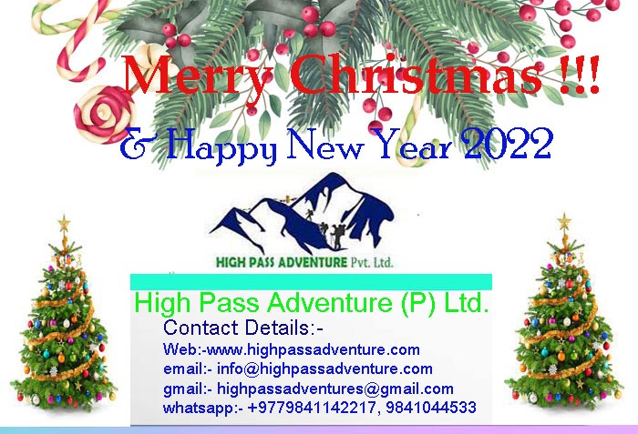 Purnabkarki's tweet photo. Dear our all Guest and friends, Merry Christmas and Happy New Year 2022 to you and your family! May this time of the year be truly blissful and enjoyable to all of us! Stay blessed https://t.co/j1ge20KYwp #highpassadventure #christmas #newyear #newyear2022  #staysafe #trekkin https://t.co/kyr4zzSets