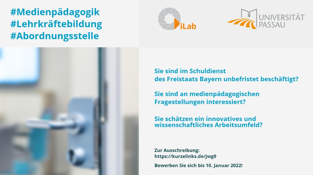 muellerlernt's tweet photo. Abordnungsstelle im Bereich Medienpädagogik an die Universität Passau gefällig? #twitterlehrerzimmer https://t.co/OFZudwBMlT