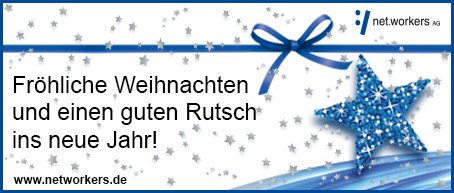 NetworkersAG's tweet photo. Wir wünschen all unseren Mitarbeitern und deren Familien, unseren Kunden und Geschäftspartnern fröhliche Weihnachten und einen guten Rutsch ins neue Jahr! https://t.co/R0yl4n2MLj