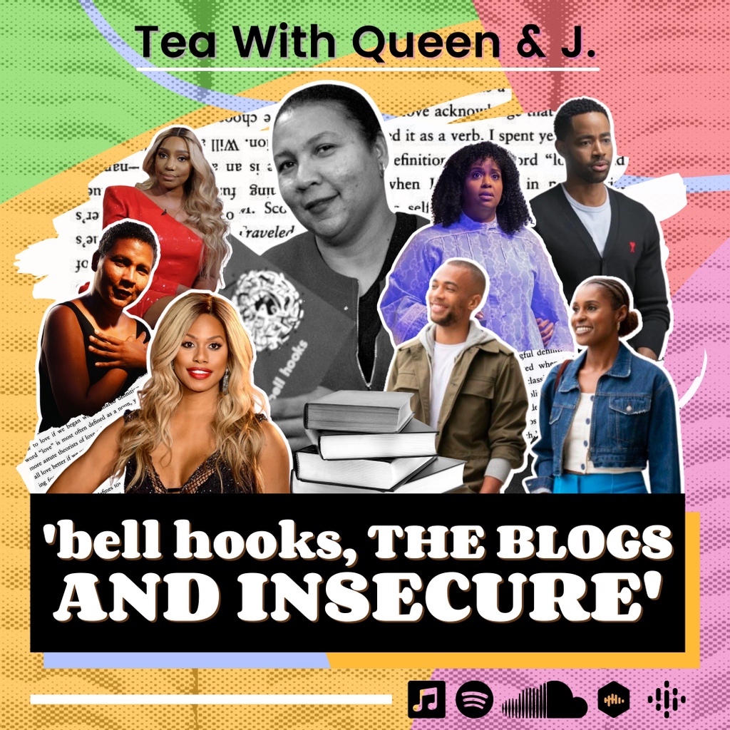 TeawithQJ's tweet photo. Friend, activist @DiamondStylz joins @janiciaf to discuss bell hooks, Nene Leakes, the “rules” of grieving in public, &amp; the final season of Insecure: character growth &amp; who we wanna fight. Ep #308 “bell hooks, The Blogs, and Insecure” is LIVE! 
🔗https://t.co/EaJDKJUtfI https://t.co/MRKsO2jbvh
