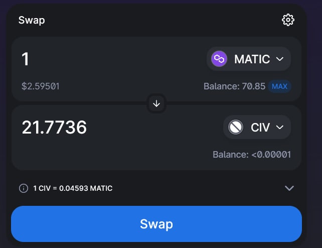 CivFund's tweet photo. Heads Up #CIVians! ☕️
$CIV is now tradable (and of course also with #CivTrade) on @0xPolygon network. Liquidity has been added on @Uniswap v3🦄

CIV contract address on polygon: 0x42F6bdCfd82547e89F1069Bf375aa60e6c6c063d

Enjoy the lower fees! #WeAreCIV #CivFund https://t.co/8OuOciTWku