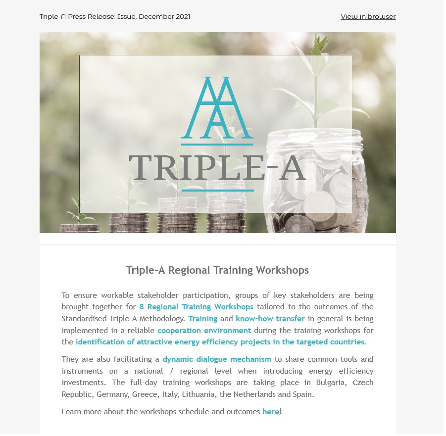 H2020_AAA's tweet photo. Triple-A Press Release: Issue, December 2021.
#Get_informed about our 8 Regional Training Workshops, tailored to the outcomes of the Standardised Triple-A Methodology. #dynamic_dialogue #share_knowledge #tools #efficiency_investments
Click here -> https://t.co/2ruvt83I65 https://t.co/8r61RFmddb