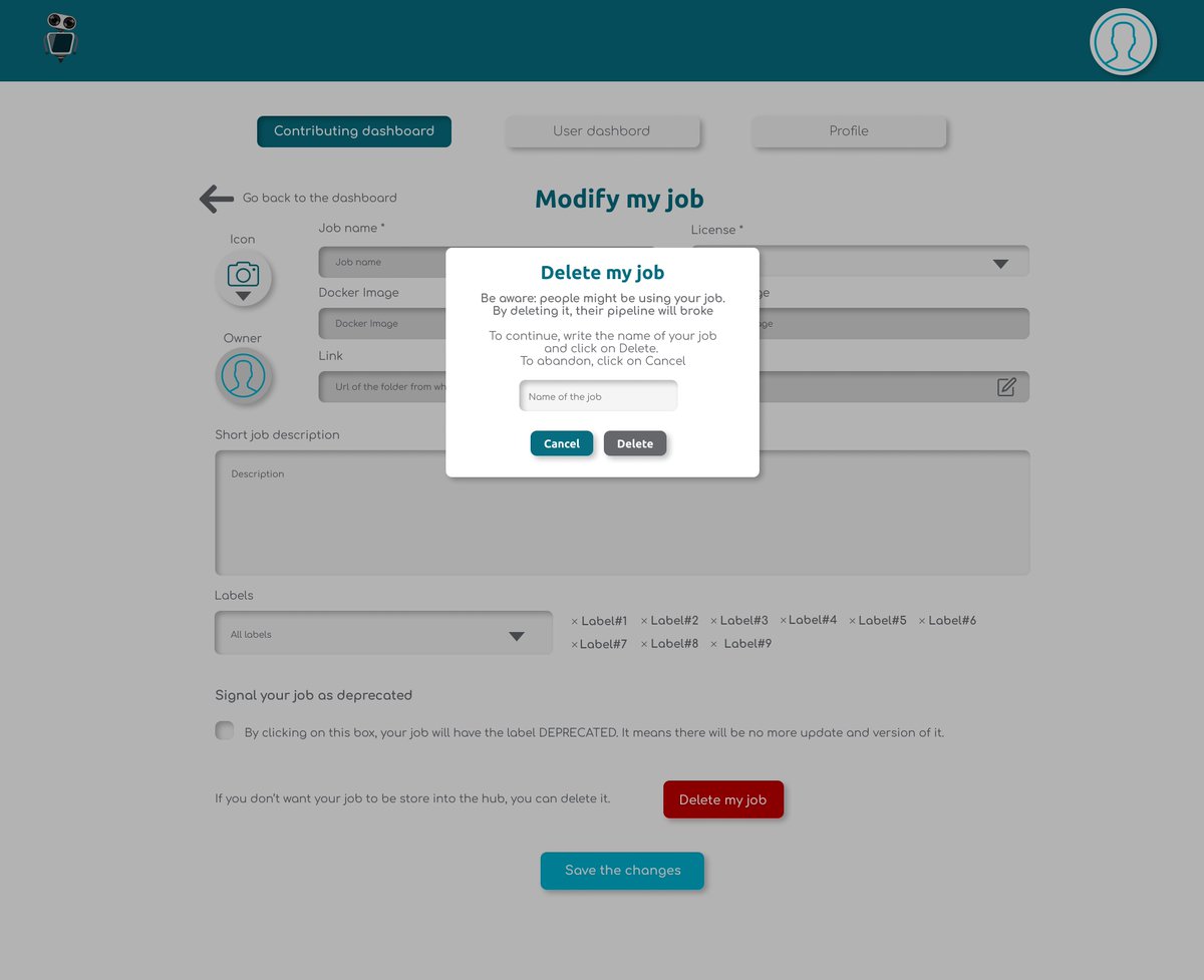 getplumber_io's tweet photo. 🌌 Today, we need your feedback !
We're developing 'delete a job' feature for our #R2Devops website. ❌
You can see the mockup below 👇
What do you think about it? Is everything clear ?
Do you like the rewrite job name function before deleting it to avoid deletion errors ? 🔥 https://t.co/JvwYLzGNrX