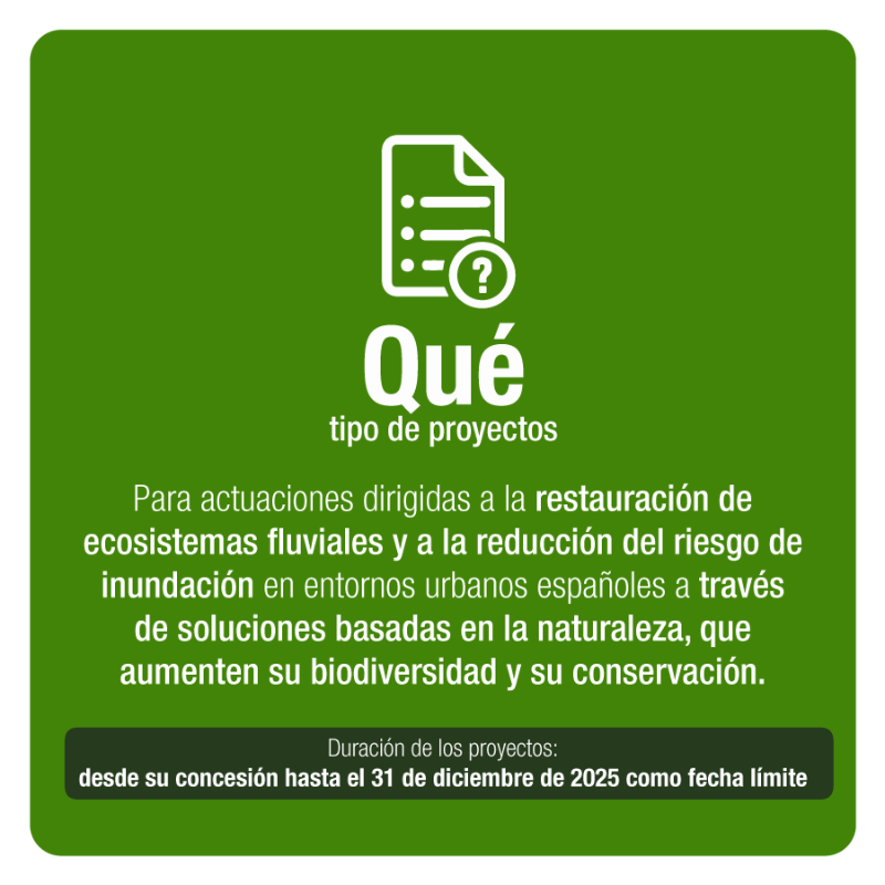 FBiodiversidad's tweet photo. 🏙️🌊 75 M€ (ayudas de entre 500.000 € y 4 M€) para fomentar actuaciones dirigidas a la restauración de ecosistemas fluviales y a la reducción del riesgo de inundación en entornos urbanos españoles.

🗓️Hasta el 16 de marzo de 2022

#PlandeRecuperación @P_Recuperacion @mitecogob