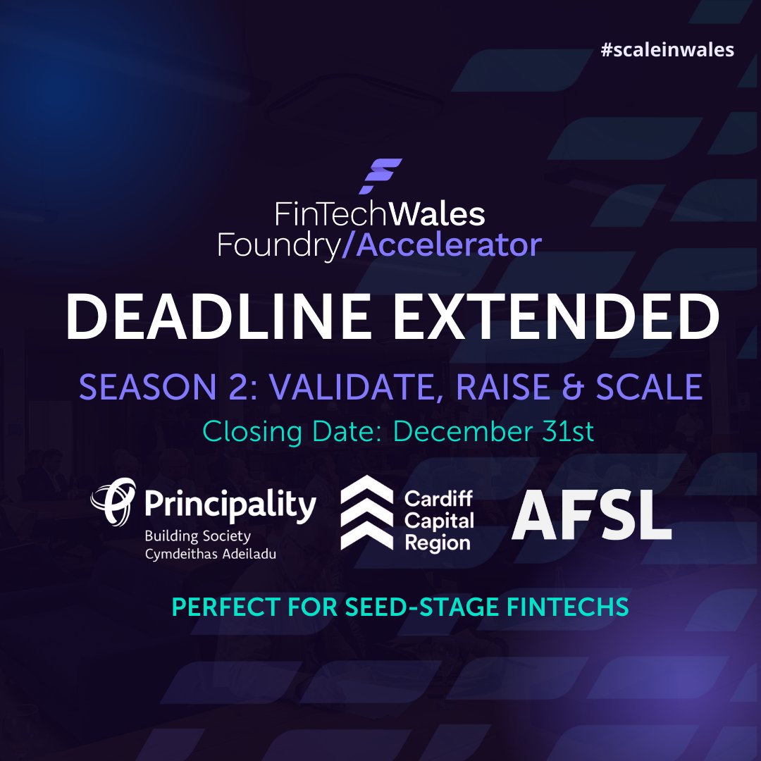 WalesFintech's tweet photo. Christmas has come early...we're extending our deadline and perks!🎁 For the startups seeking more time to submit their applications for our 2022 accelerator programme. We're happy to announce the deadline has been extended to the 31st of December 2021 - https://t.co/TnhIy56ctQ https://t.co/8pvZAFgKLC