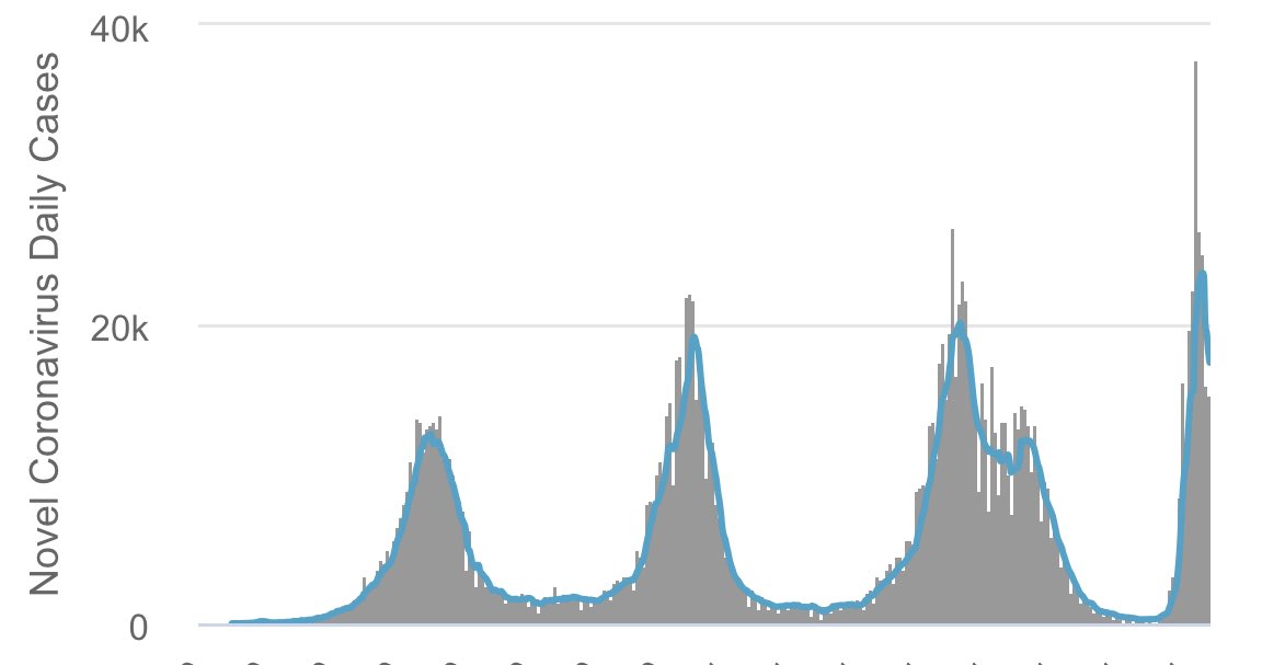 COVID-19, buena noticia. Por lo que vemos en Sudáfrica lo que sube rápido baja rápido y pareciera que el pico ómicron tiene una duración total de 2 meses. Un mes de subir rápido y 1 mes a rapel para bajar. Significaría que la pandemia podría acelerar su final en algunos países.