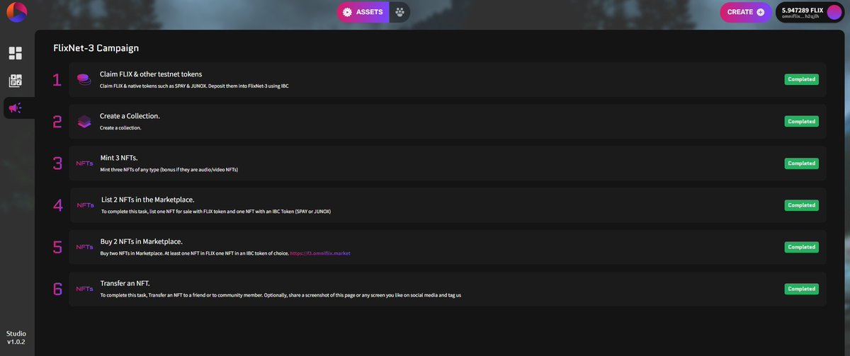 Mikhail00847153's tweet image. FlixNet-3 Campaign is so fun to participate! Omniflix Studio and OmniFlix Market work just fine! Great experience again with 
@OmniFlixNetwork

#FlixNet3 #Marketplace
#NFTs #blockchain #cryptocurrency #web3 #DAOs