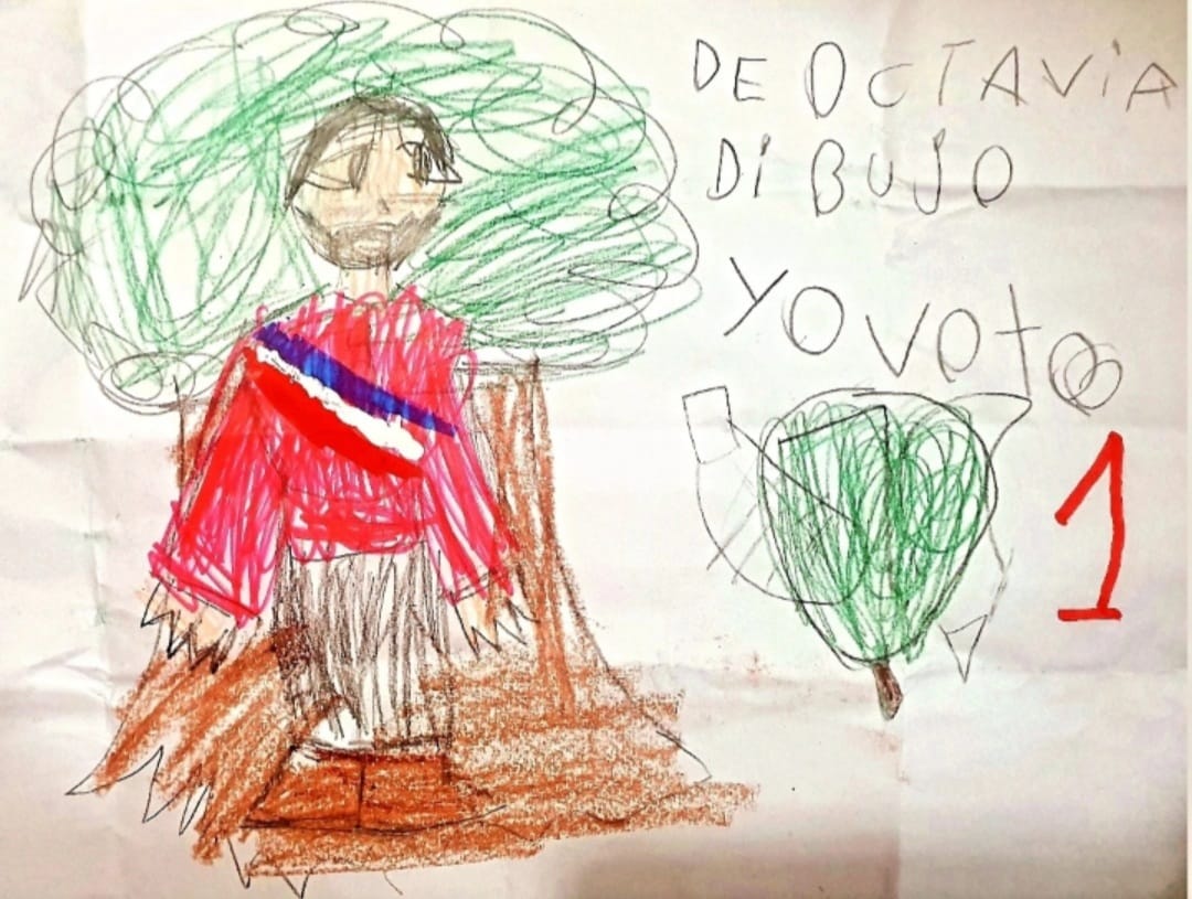 rod_herrera's tweet photo. @gabrielboric Mira @gabrielboric así te imaginó mi sobrina Octavia de 6 años el dia que asumas la presidencia. Cariños y mucho éxito siempre https://t.co/7uS4qefczi