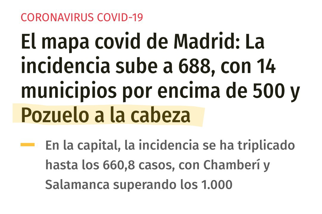 Somos_Pozuelo's tweet photo. "#Pozuelo a la cabeza de contagios" 😷

Estamos pagando caro los despidos de sanitarios, el caos en los ambulatorios, que no lleguen los test prometidos a las farmacias. 

Nos jugamos otra vez la Navidad. Cuidar de nuestros seres queridos no debería depender solo de nosotros. https://t.co/vHr1Y5Ti9v