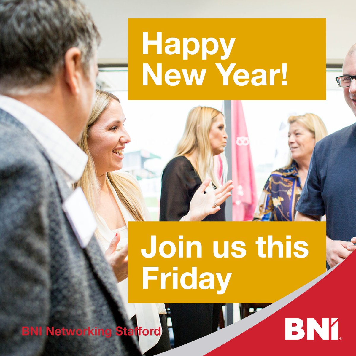 BniStafford's tweet photo. Happy New Year from everyone at BNI Networking Stafford.

Is your #newyear #resolution to help your business succeed in 2022? 

Visit us &amp; see how we can help you! Our next live meeting is this Friday 7th Jan:

Check it out: https://t.co/BowSLln0vQ

#stafford #networkingstafford https://t.co/AxR5IV7ge5