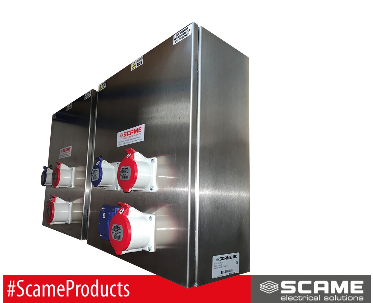 ScameUK's tweet photo. Our customer in Bedford recently placed a custom build order for 6 x stainless steel cabinets, 2 of which are pictured here.

13a socket
1x16a, 240v socket
1x16a, 415v socket
1x32a, 415v socket
100a isolator
IP44
RCD &amp; MCB protection

#ScameProducts #electrical #ukmanufacturing https://t.co/fCXFblR70x