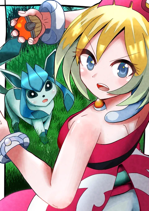 カイちゃんとグレイシア#PokemonLEGENDS#イラスト #ポケモン 
