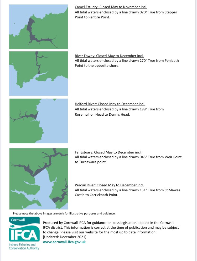 CornwallIFCA's tweet photo. Bass Fishing Guidance for 2022 has now been released. Please see the attached documents which summarises national legislation applied to commercial and recreational bass fisheries in the Cornwall IFCA district. #IFCA #BassFishing #CIFCA #Fisheries https://t.co/9cYPabIWkR