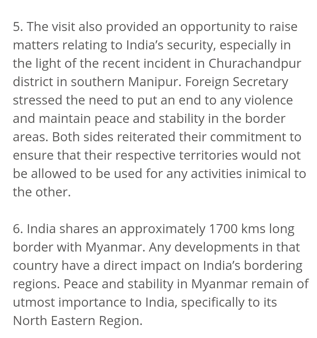 MayWongST's tweet photo. #India's foreign secretary @harshvshringla raised security concerns with #Myanmar #military during his 2-day visit as both share a common border that saw violence on Myanmar forcing many to flee into India. #WhatsHappeningInMyanmar https://t.co/VLJXMcIPa3 (1/3) https://t.co/0vnrhseQZr