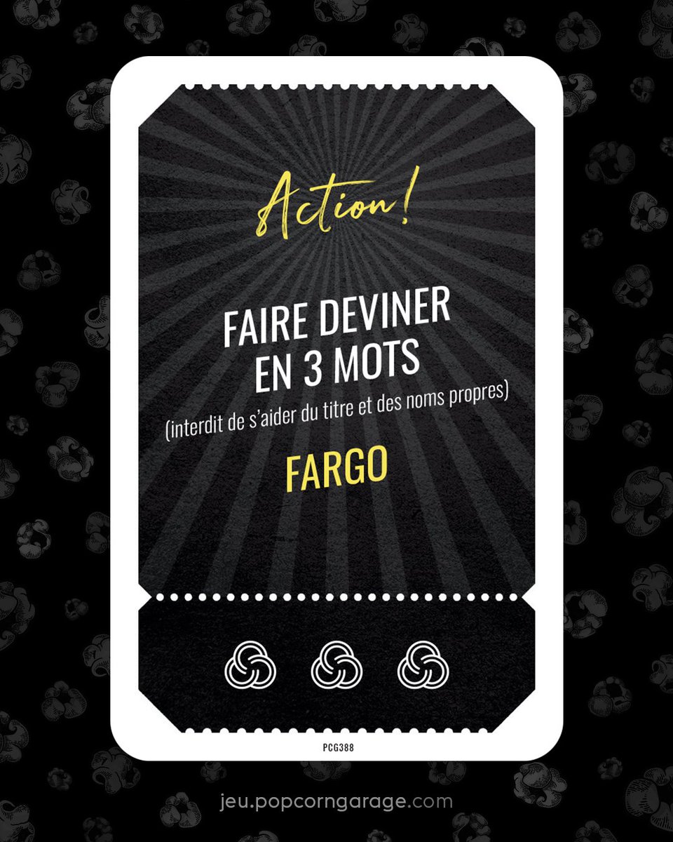 Faire deviner en 3 mots : Fargo 😊 🍿

PopCorn Garage, le jeu qui rends fous les Sérivores
jeu.popcorngarage.com/acheter-le-jeu/

#PopCornGarage #PopCorn66