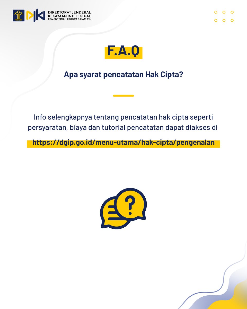 djki_kemenkum's tweet photo. Persetujuan Otomatis Pencatatan Hak Cipta (POP HC) yang akan segera diberlakukan ini tentunya bertujuan untuk semakin memudahkan para kreator tanah air mencatatkan ciptaan mereka.
Jadi jangan ragu lagi untuk mencatatkan ciptaanmu di DJKI. MinKI tunggu yaa!
#POPHC
#HakCipta https://t.co/4diaaLBt1K