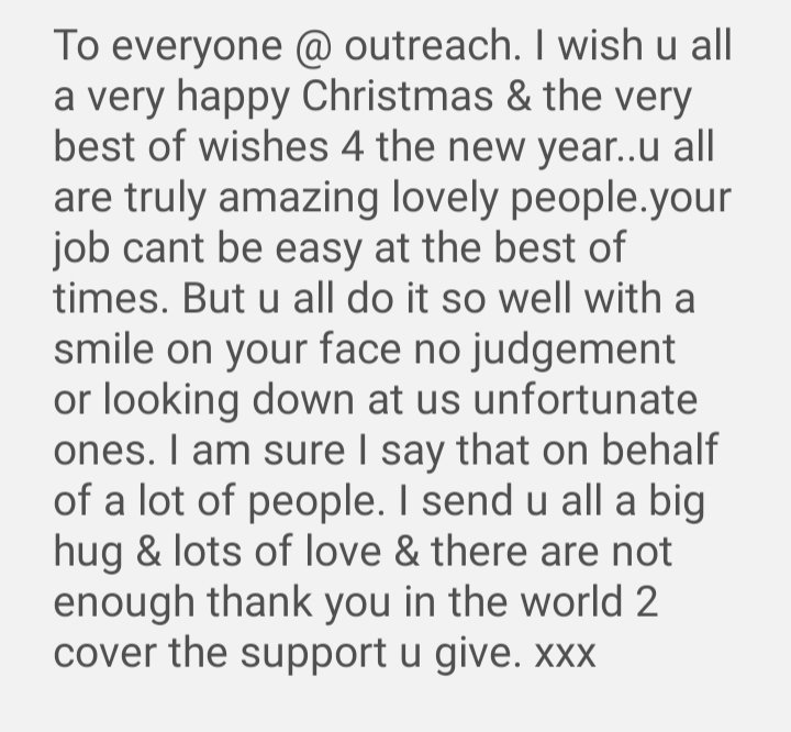 WorthOutreach's tweet photo. Text from one our people we work with 😀 ho ho ho have a happy Christmas 
#streetoutreach 
#streetlink https://t.co/l3kLXoksTB