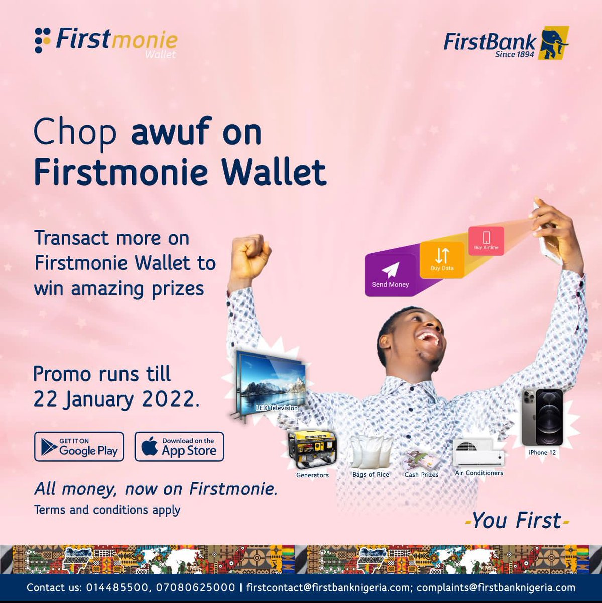 OlisaOsega's tweet photo. You can’t be sleeping on the bicycle while others are busy copping for themselves iPhone 12, LED Television, Generator, Air Conditioners, bags of rice, cash prizes etc as they are carrying out transactions on their FirstMonie Wallet.
#TransactandWin
#FirstMonieWallet https://t.co/yIMv6b4S2S